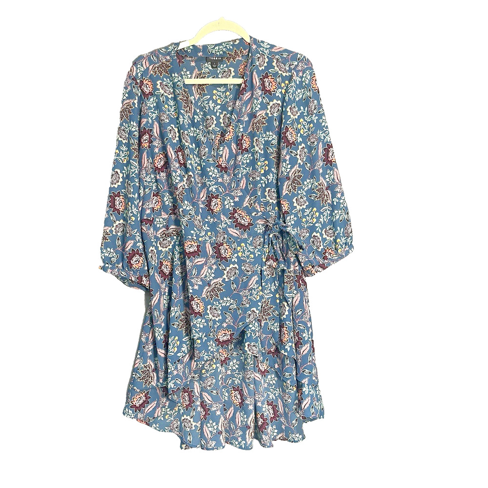 Torrid Midnight Floral Georgette Tunic Wrap Top Plus Size 1